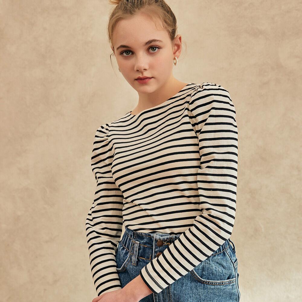 [뎁] Stripe Puff Sleeve T-shirt_IV[DEAMB2015M]