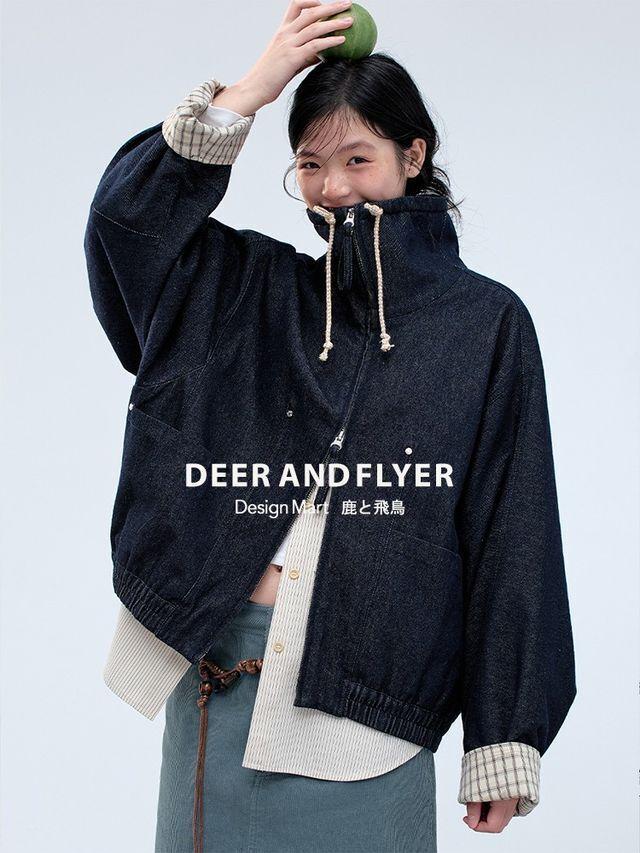 DEER&FLYER Drawstring Oversized Denim Jacket