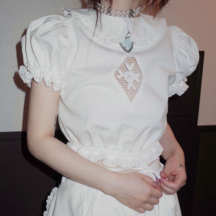 2차 예약배송 rose cropped blouse