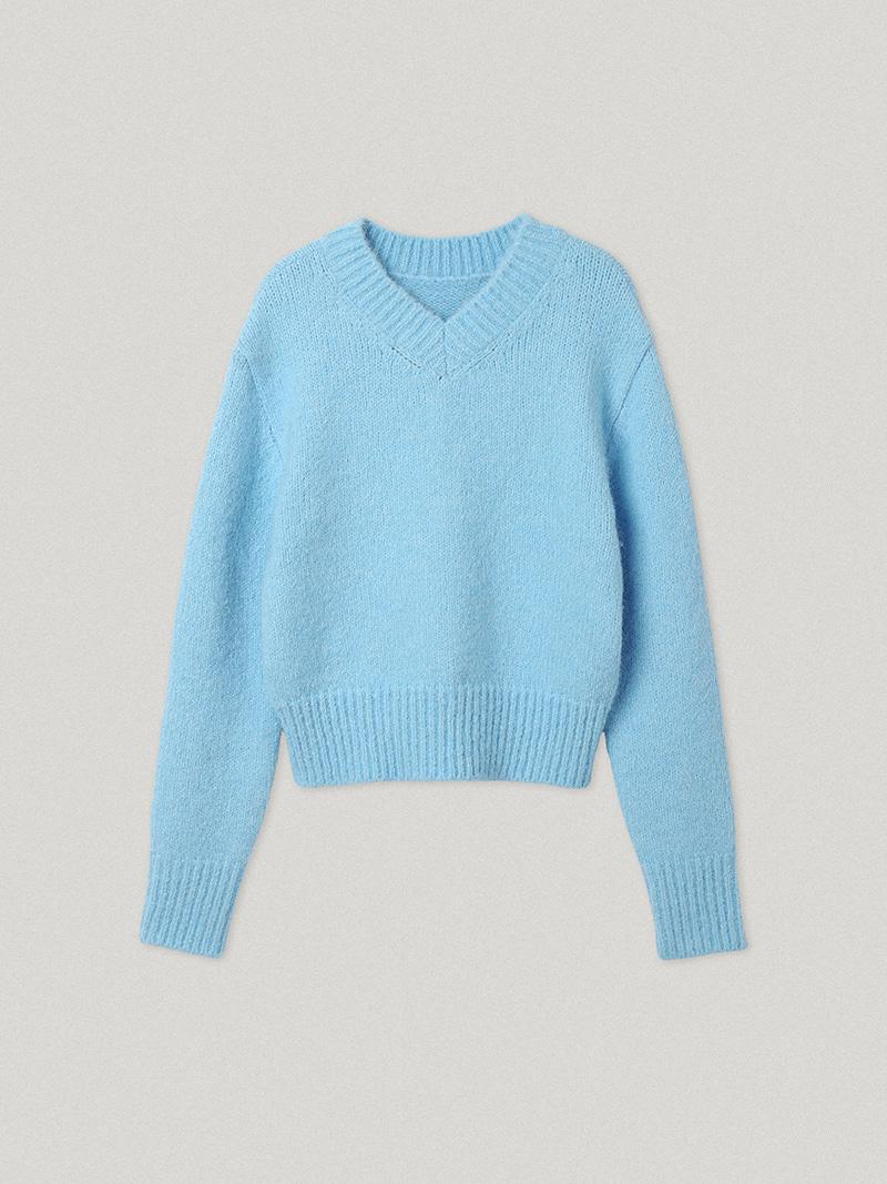 S.M.D V Neck Knit Snow Sky