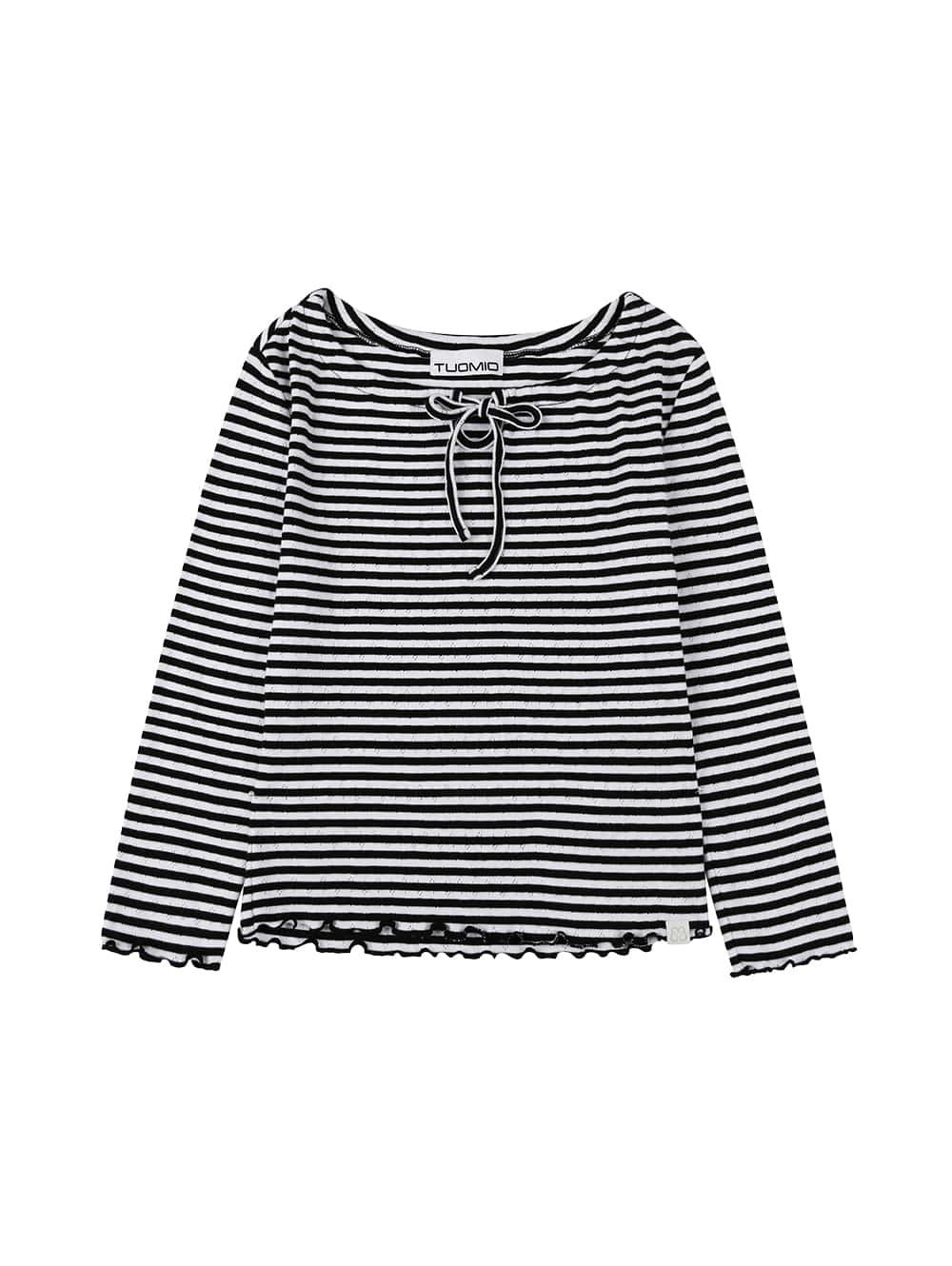 POINTELLE PAJAMA TOP [BLACK]