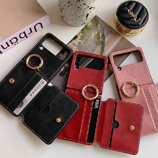 똑딱이카드지갑 z플립4 케이스 제트플립3 갤럭시 가죽 폰케이스