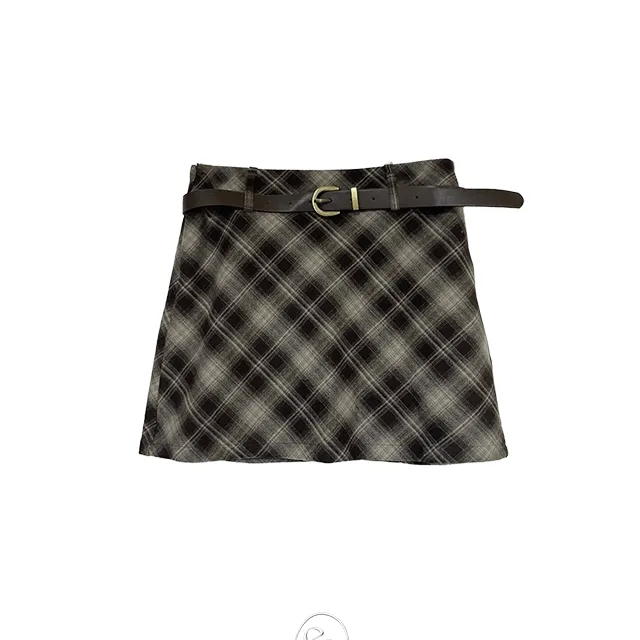 [주문폭주/벨트 Set] check pattern high-teen mini belt skirt / 체크 패턴 하이틴 미니 벨트 스커트