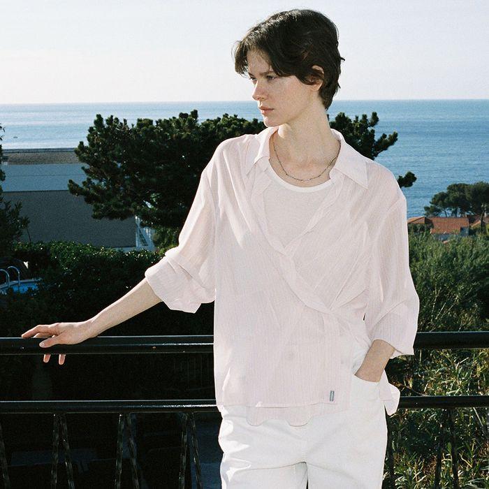 [29CM 단독] Open-collar cross oversized Shirt SW5XB719-79