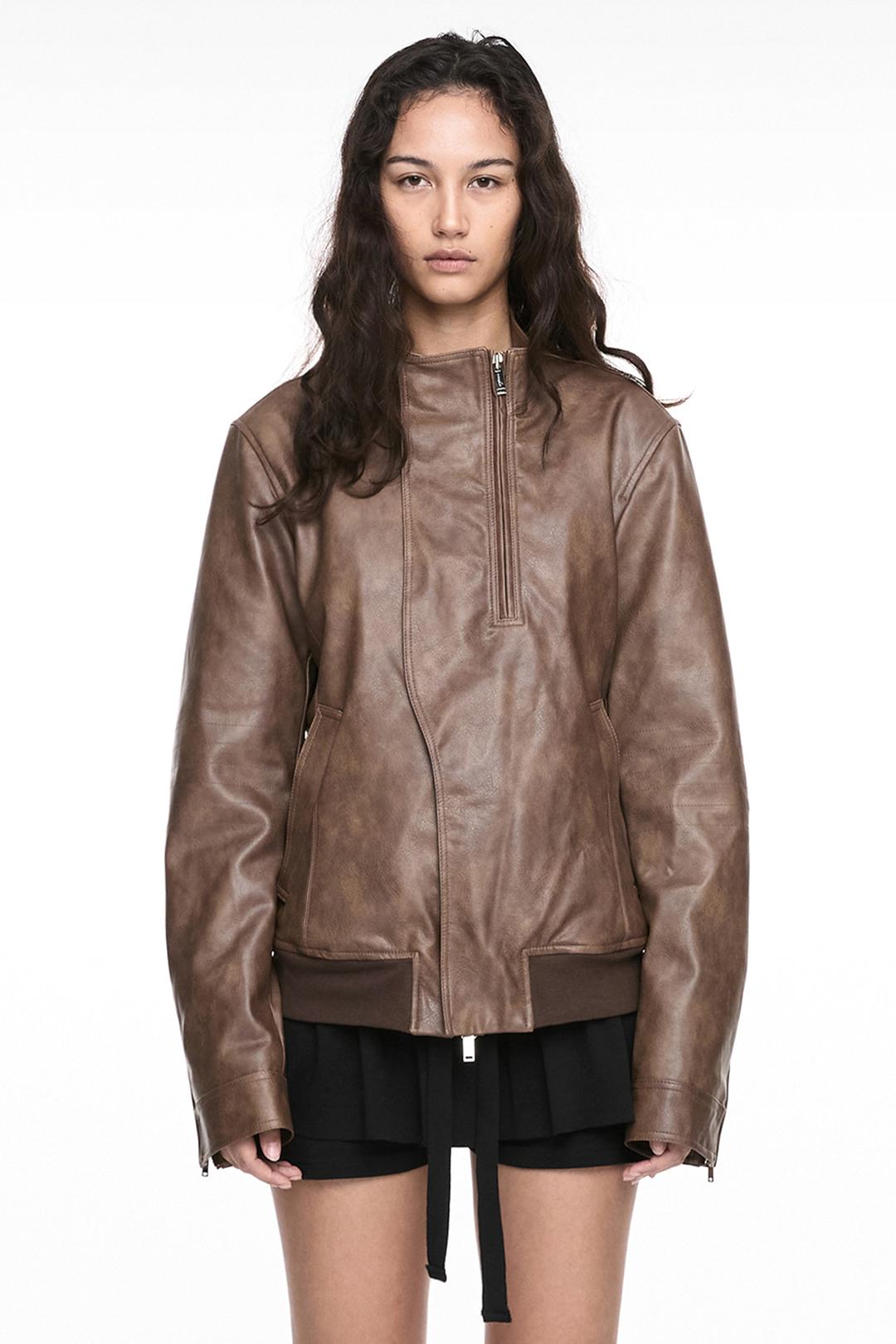 RIDER LEATHER SHEARLING JACKET (UNISEX) BROWN