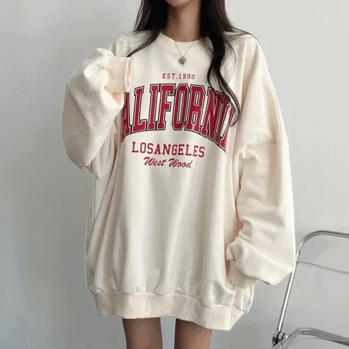 [1+1할인/빅사이즈!]왕박시 웨스트 레터링 벌룬 소매 맨투맨