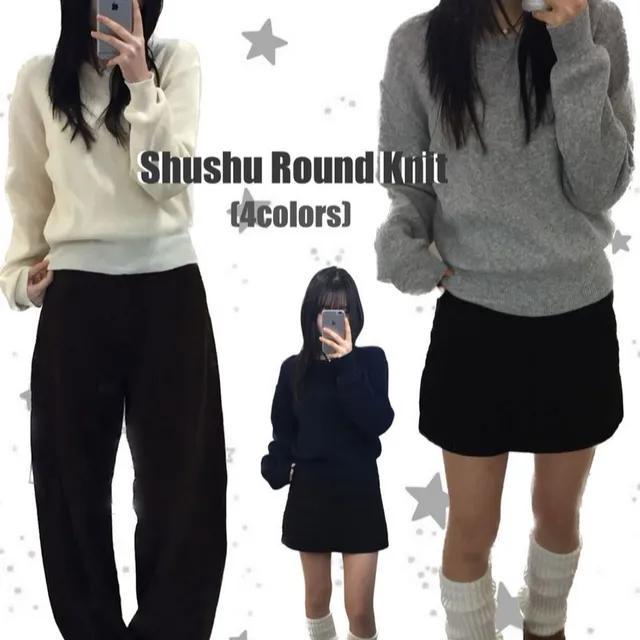 💕1+1할인💕 [MADE/누적2000장돌파❤‍🔥] 🚀빠른출발🚀 겨울 데이트룩 커플 캐주얼 따뜻한 키치 슈슈 라운드 니트 - 0022