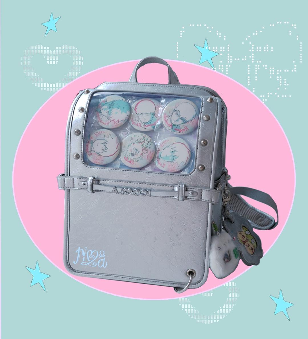 ［バッグ］ぬいぐるみ用 缶バッジ用 痛バッグ リュック 大【J0CXT6】 - シルバー