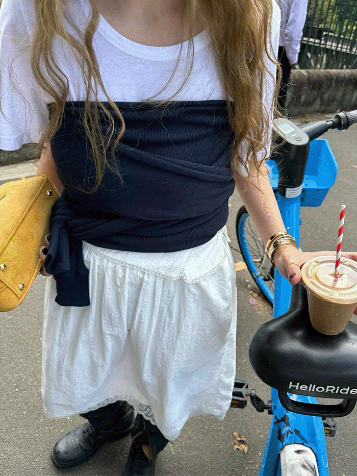 메틸 wrap tie layered bustier top (4colors)