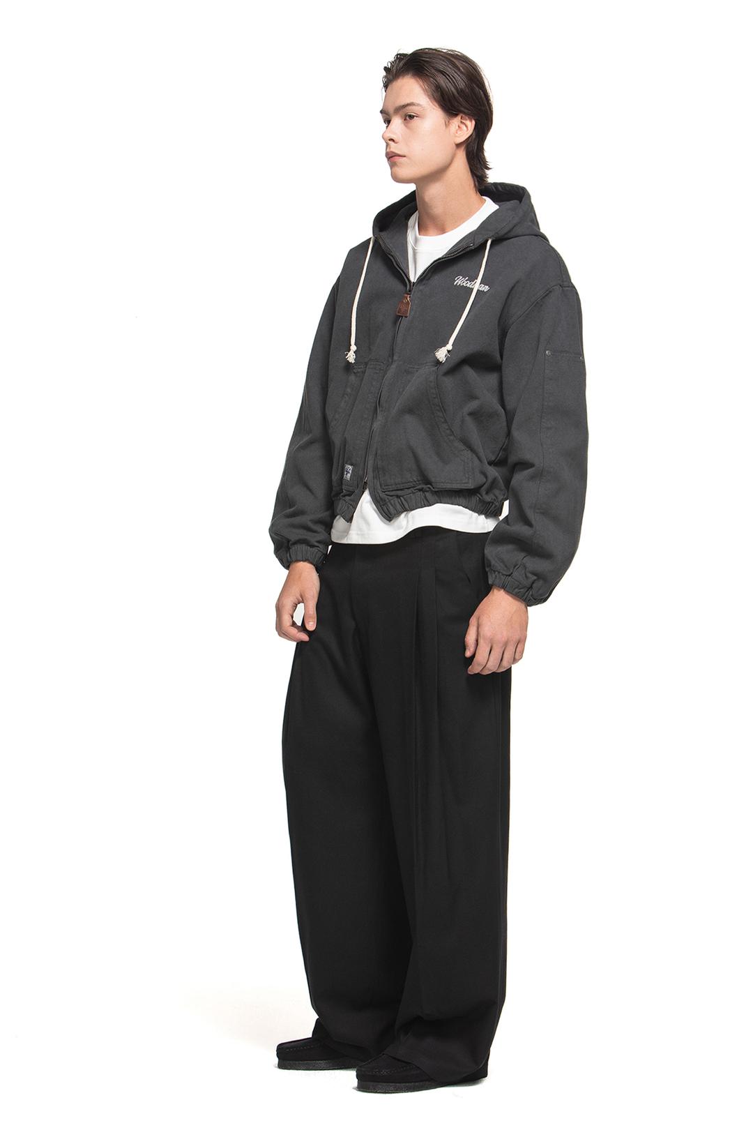 [-30%] PINTUCK WIDE SLACKS / BLACK