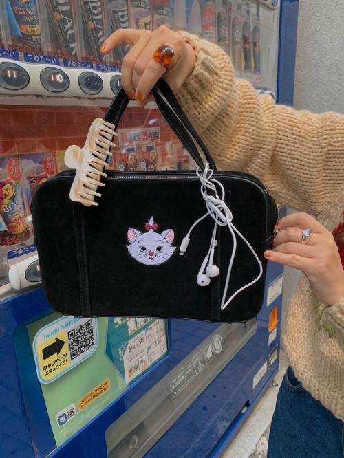 [MADE BY JOOBERRY] 디즈니정품* MARIE SQUARE BAG (리얼소가죽) - BLACK/CHOCOLATE