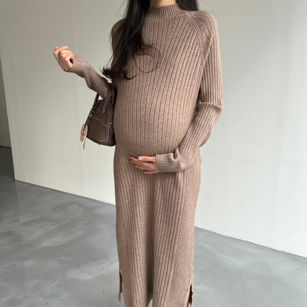 [캐시미어함유] 여성스러운 잔골지 D라인 만삭원피스 임부복 임산부 추천