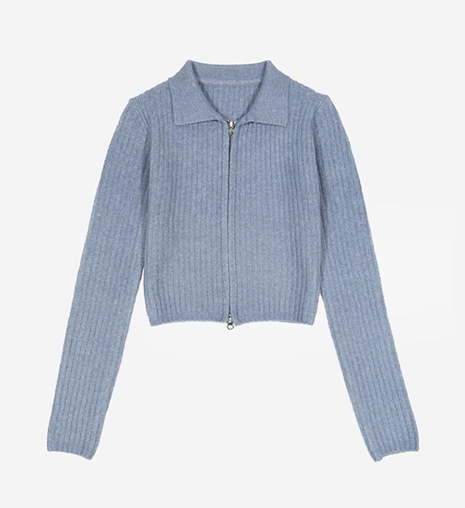 CROP KNIT ZIPPER CARDIGAN / 크롭 보카시 투웨이 니트집업