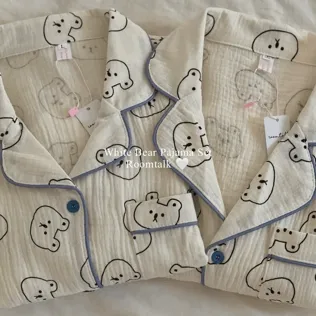 [커플잠옷/반소매ver] 화이트베어 홈웨어 파자마 세트