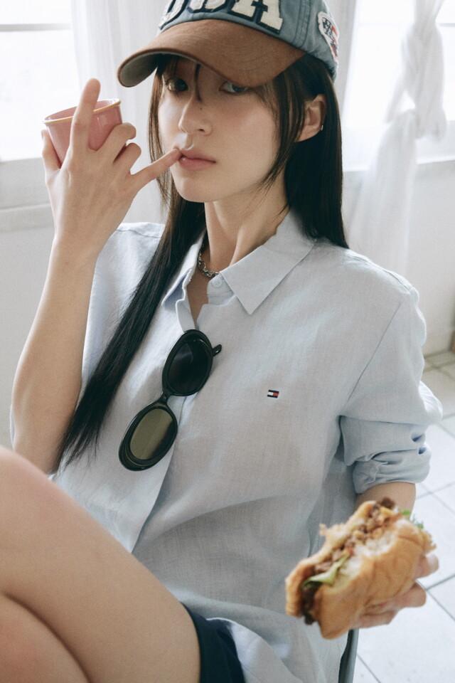 솔리드 칼라 린넨 셔츠