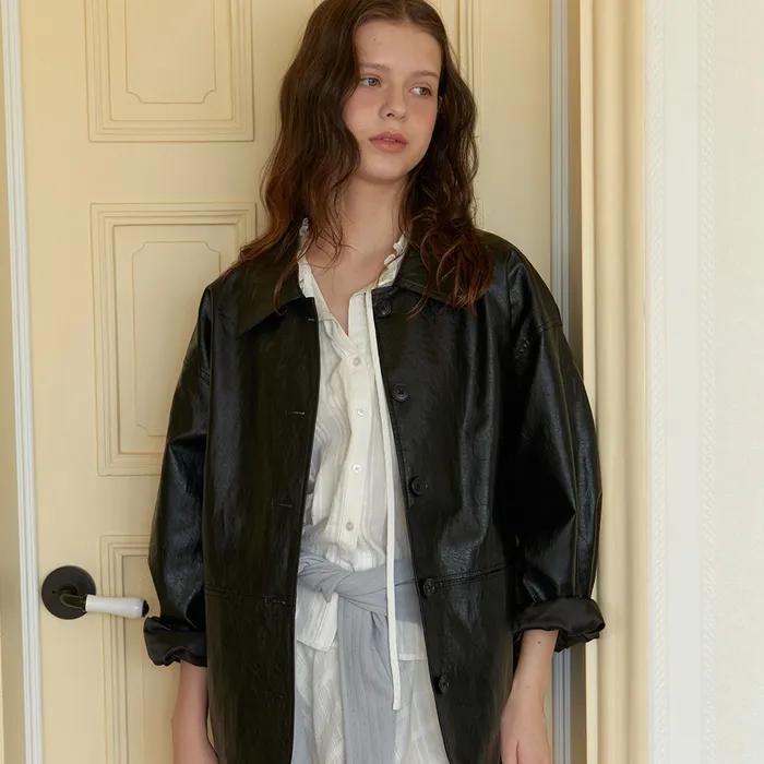 A FAUX LEATHER JACKET_BLACK