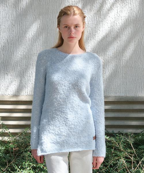 Boucle Long Sleeve Knit - Light Blue