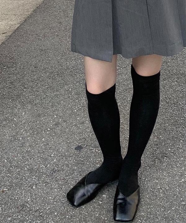 코튼 무지 롱 니삭스