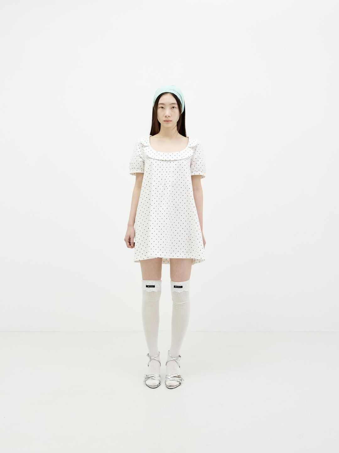 MORNING GLORY MINI DRESS WHITE DOT