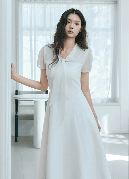 [PRE-OPEN][Exclusive]리본 타이 롱 원피스