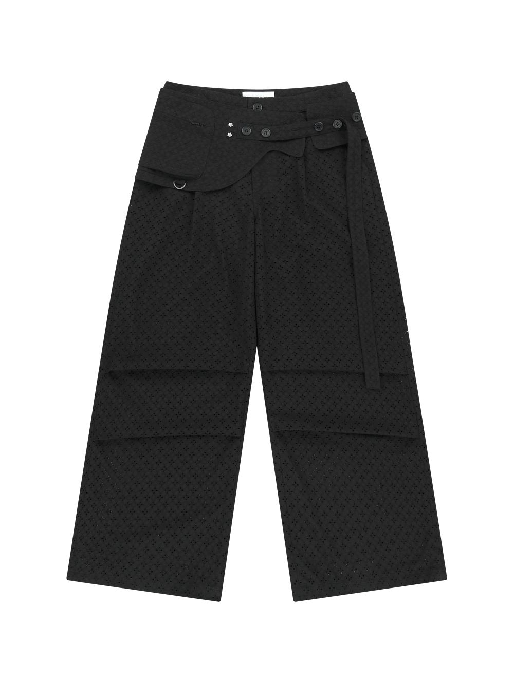 EYELET BELT BAG PANTS [BLACK]