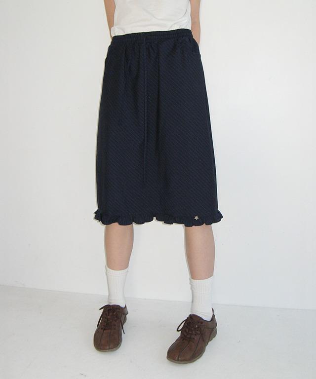 STRIPE FRILL STAR CHARM MIDI SKIRT NAVY