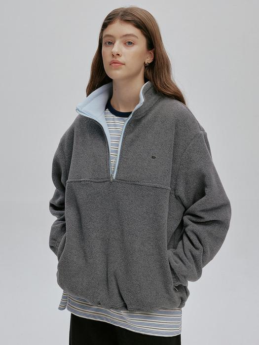 COZY FLEECE HALF ZIP-UP (CHARCOAL)