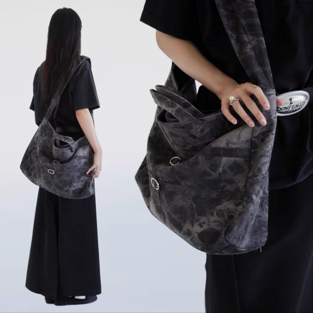 DIRTYSIX 타이다이 빅백 데님 숄더 크로스 아이패드 노트북가방