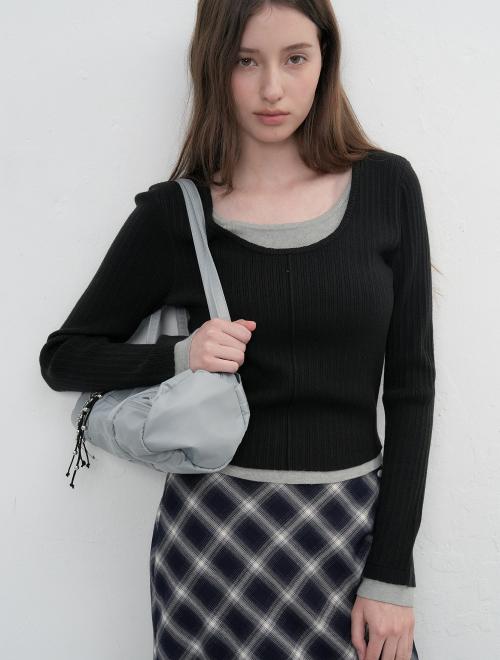 더블 레이어드 롱슬리브 니트 [BLACK] / WBE3L05501