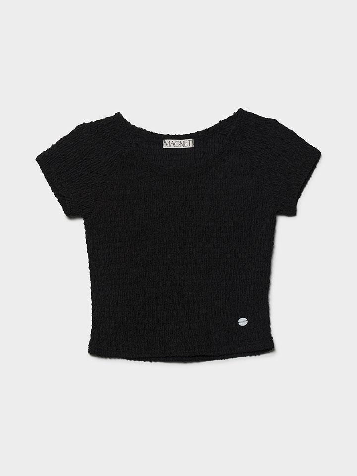 Wrinkle Snow Crop Top (Black)