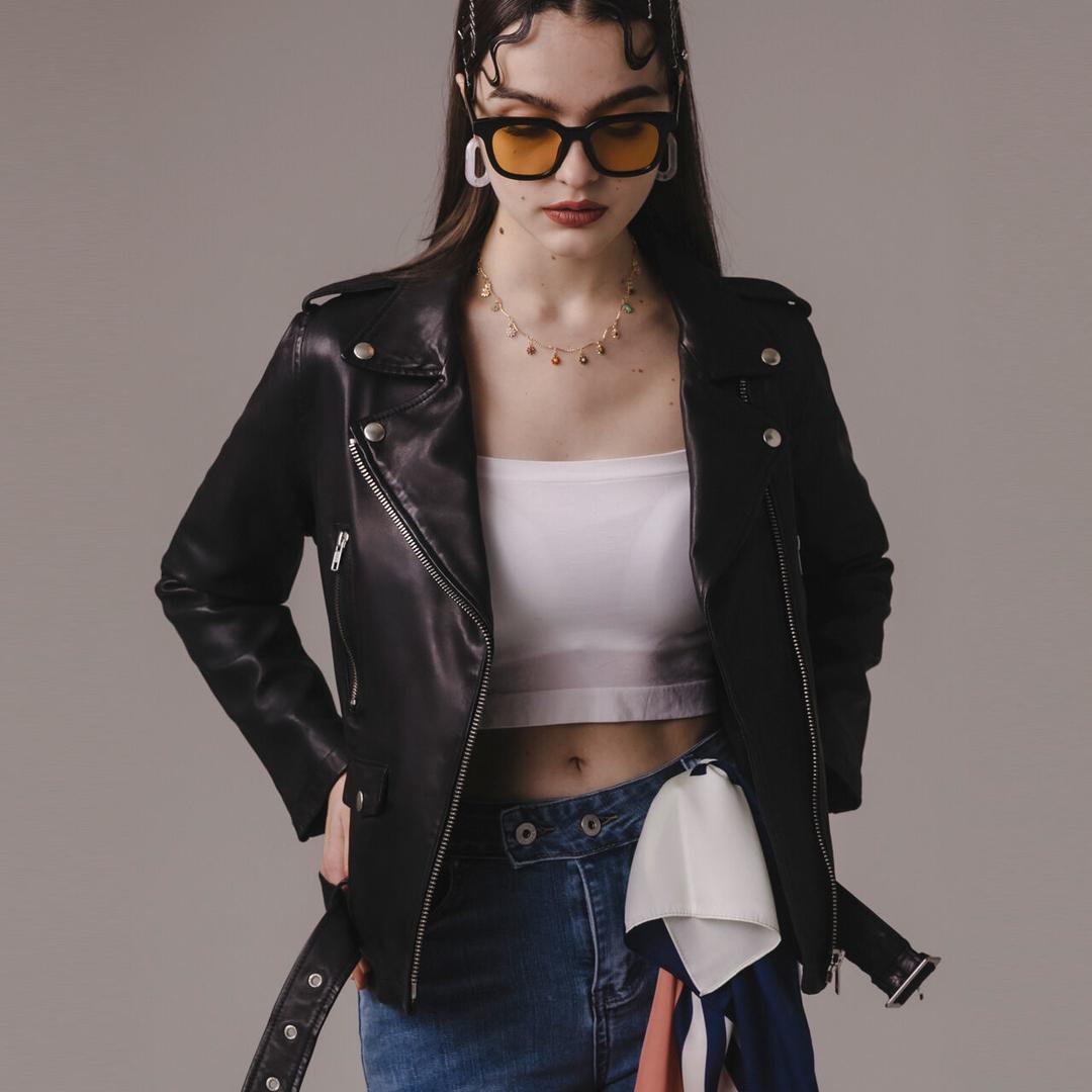 LAMBSKIN SLIM DOUBLE RIDER JACKET-vintage washed