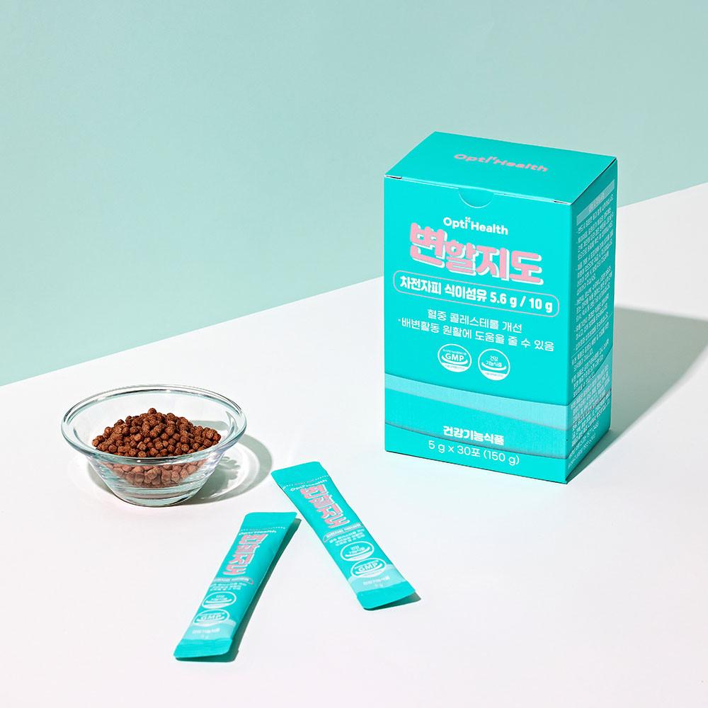옵티헬스 차전자피 식이섬유 변할지도 장건강 배변활동 원활 및 혈중 콜레스테롤 개선 2중 기능성 건강기능식품