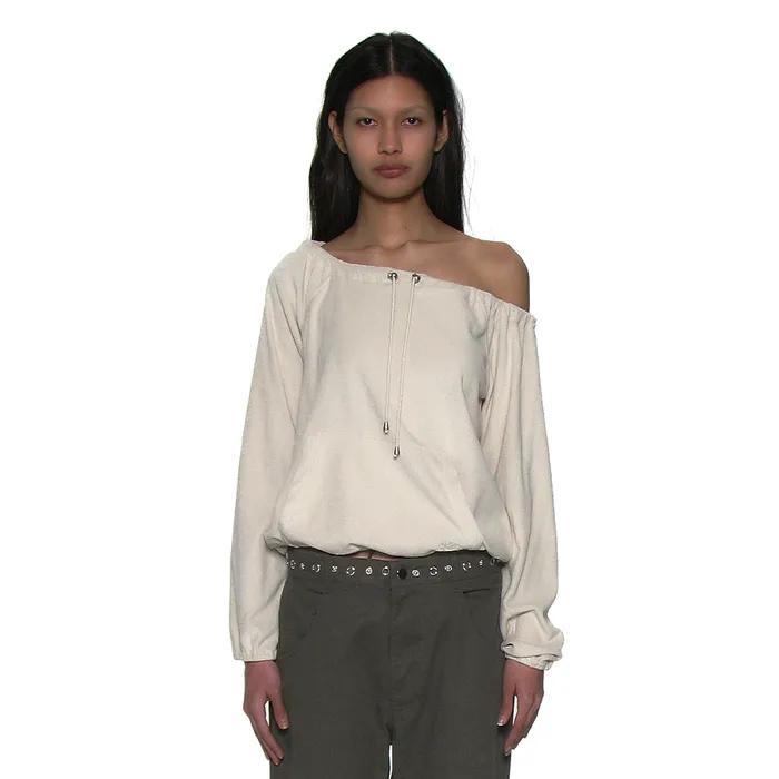 TERRY DRAWSTRING OFF-SHOULDER TOP_IVORY