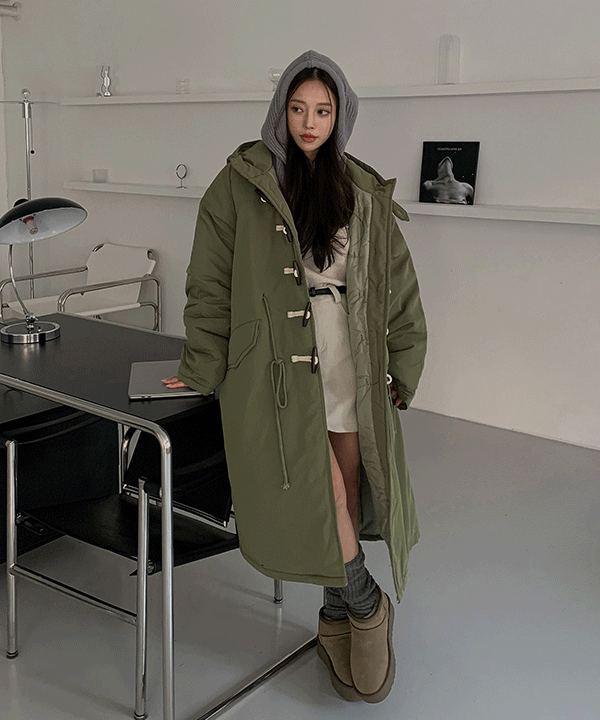 [패딩안감/따뜻⛄]  비비 오버핏 떡볶이 롱 후드 야상