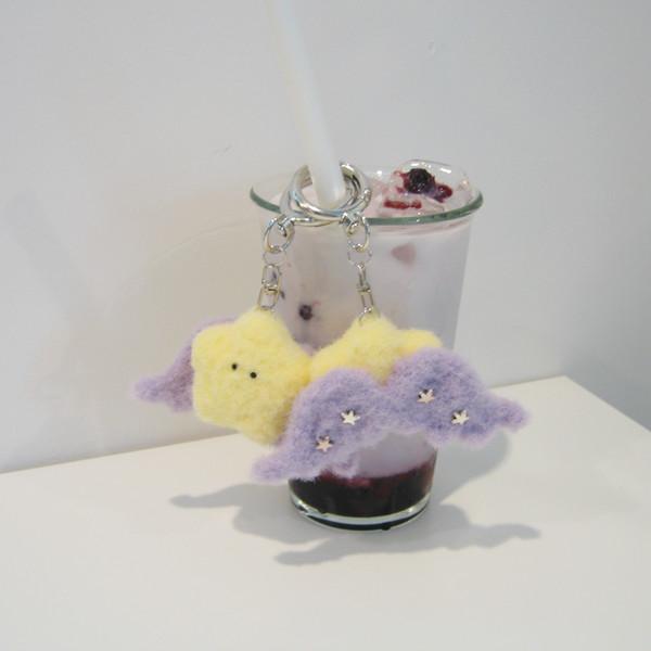 puffy angel keyring - lemon:lavender