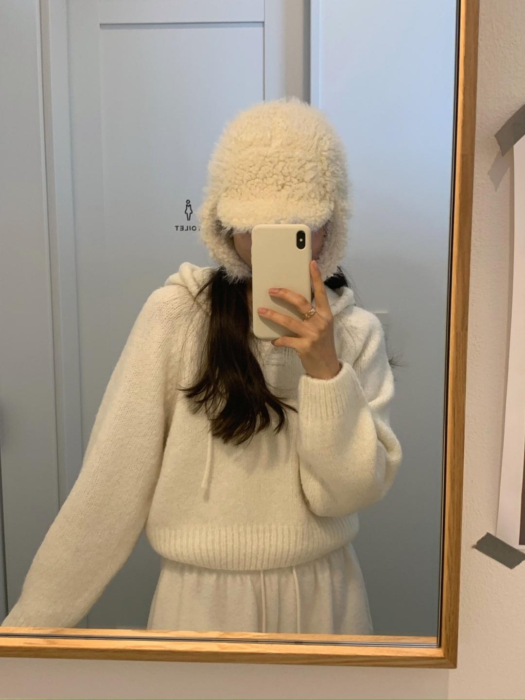 펠리시티 liter 리터 모모 후드 니트 알파카 울 후드 니트