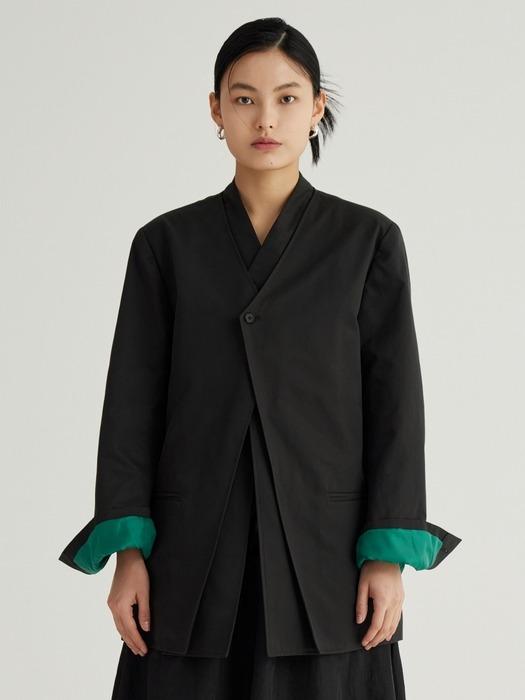Detachable One Button Jacket (Charcoal)