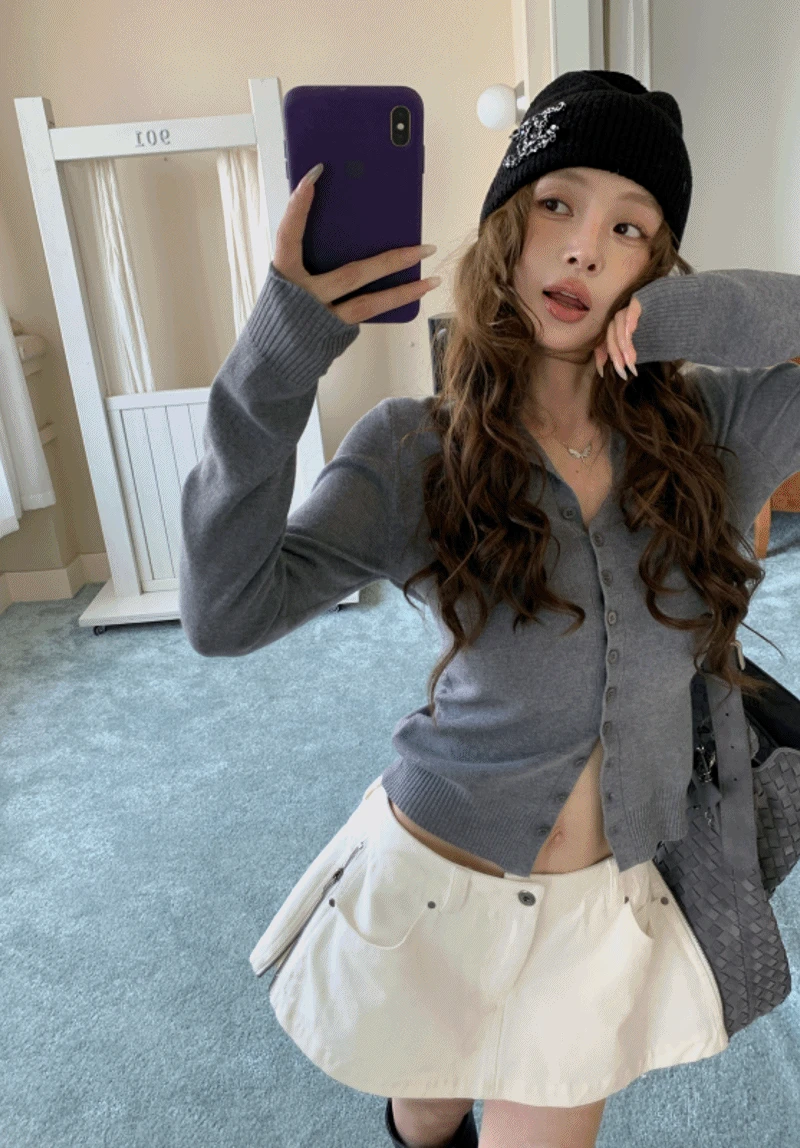 하이넥 버튼 니트 가디건(5338)