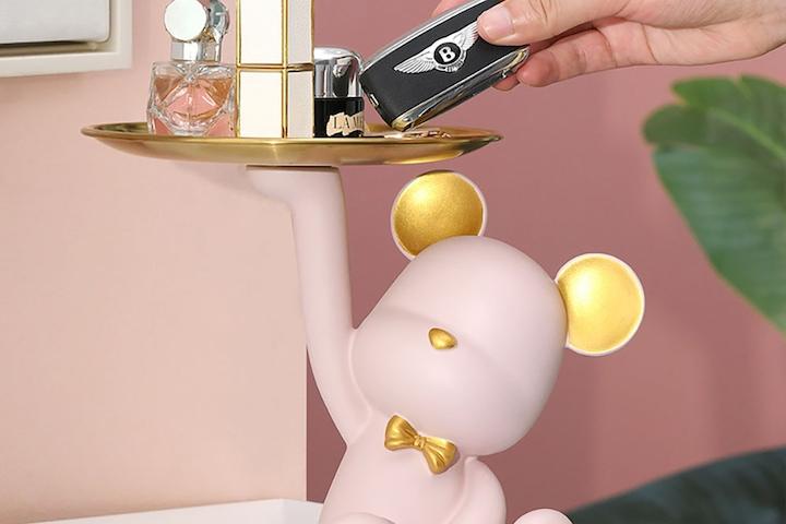 곰돌이 오브제 트레이 장식보관 앉아있는 인테리어 소품