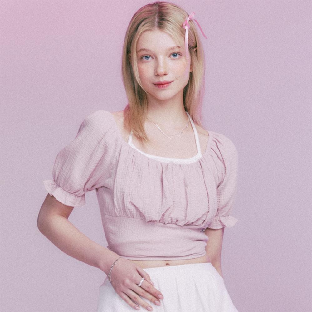 MF 슈아 퍼프 블라우스-핑크