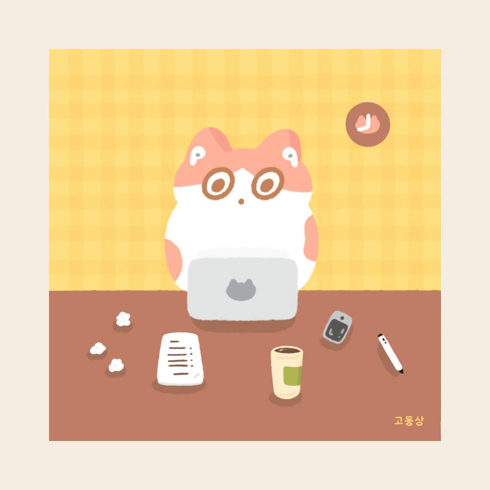 [양면 엽서] 야근하냥