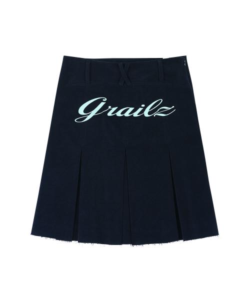 ROUGH CUT PLEATS SKIRT [NAVY]