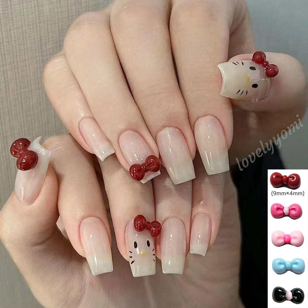 양산형지뢰계 고양이키티리본네일파츠-레드