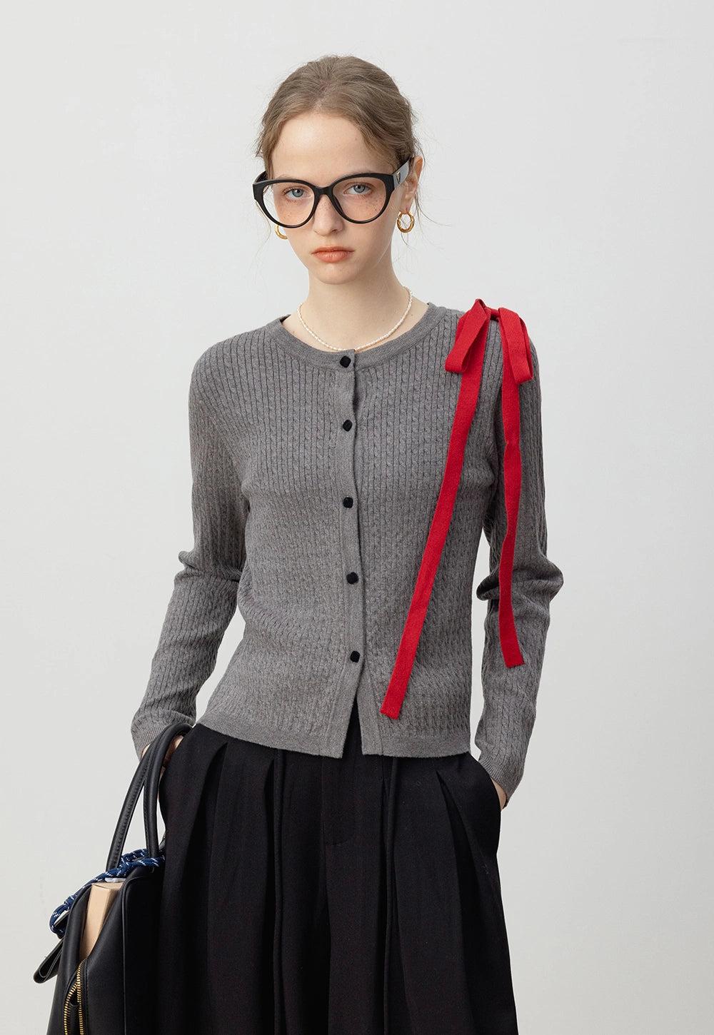 여성용 텍스처 니트 카디건