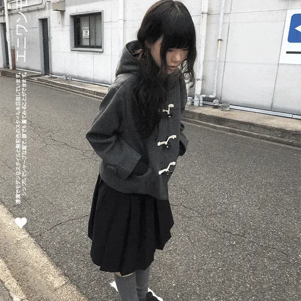 [인기✨]콘시 더플 떡볶이 후드 숏 코트 (3color)