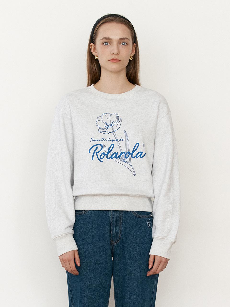 FLOWER SWEATSHIRT LIGHT GRAY