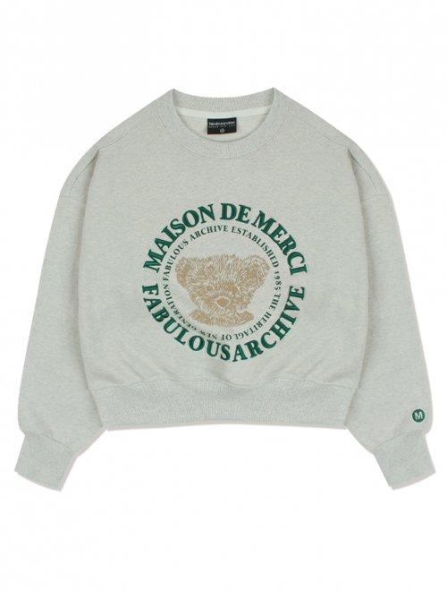 우먼즈 크롭 베어프렌즈 엠보자수 맨투맨 오트밀(FCB3TS355W)