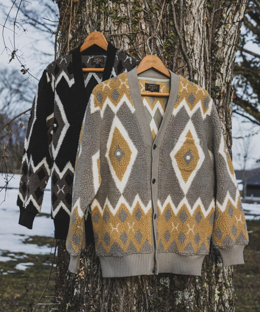빔즈 플러스 BEAMS PLUS 자카드 후리스 가디건 2컬러