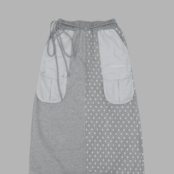 DOT MIXED MAXI SKIRT (LIGHT GREY)