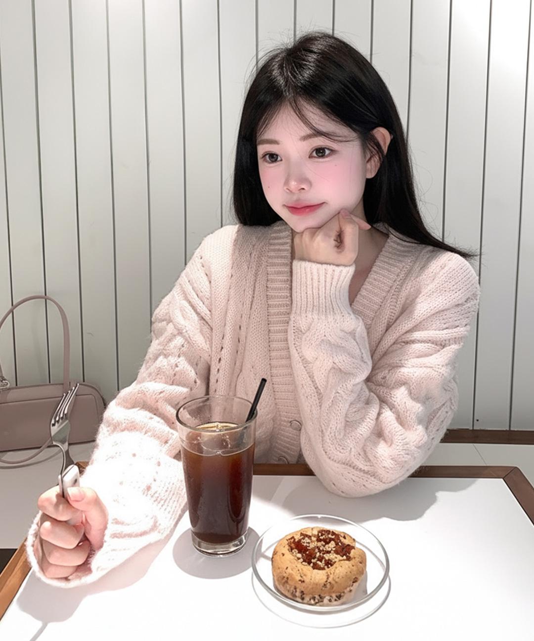 로스트체리 [러블리핑크💞/여리폭닥][롱기장감] 밀크베리 꽈배기 스톤 버튼 루즈핏 핑크 니트 스웨터 가디건